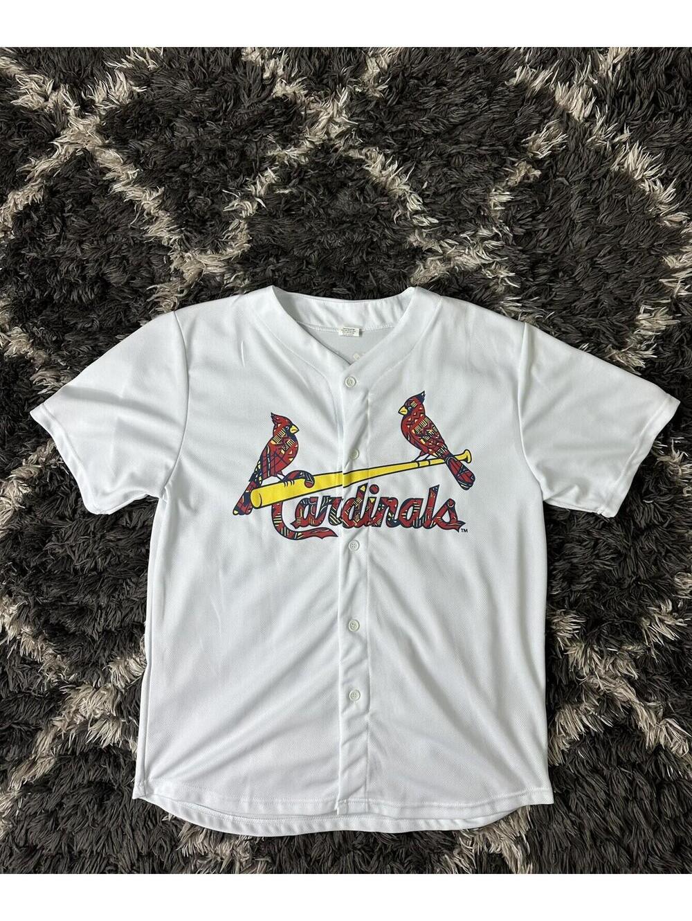 St. Louis Cardinals Baseball Jersey Men's XL White Button Front Geometric Logo